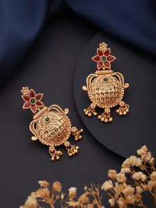 Jazz and Sizzle Gold-Plated Classic Stone-Studded & Beaded Drop Earrings