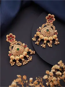 Jazz and Sizzle Gold Plated Stone Studded & Beaded Contemporary Chandbalis