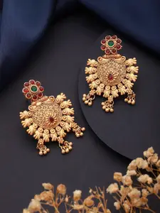 Jazz and Sizzle Gold-Plated Classic Stone-Studded & Beaded Chandbalis