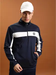 HIGHLANDER Colourblocked Mock Collar Regular Fit Sweatshirt