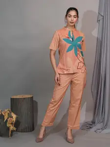 NEWD Floral Printed Top With Trousers