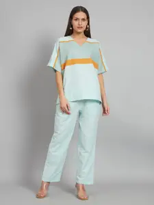 NEWD Striped V-Neck Top With Trousers