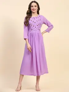 HELLO DESIGN Embellished Georgette Fit & Flare Midi Dress