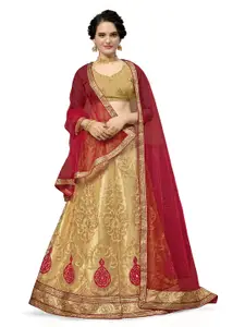 MANVAA Embroidered Thread Work Semi-Stitched Lehenga & Unstitched Blouse With Dupatta