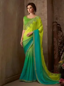 Reboot Fashions Ombre Embroidered Silk Georgette Saree