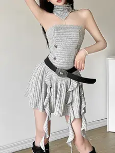 StyleCast Ruffled Off-Shoulder Fit & Flare Midi Dress