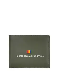 United Colors of Benetton Typography Printed Leather Two Fold Wallet