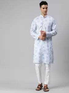 Majestic Man Men Ethnic Motifs Printed Mandarin Collar Pure Cotton Kurta