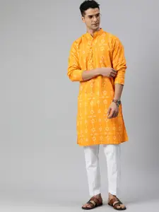 Majestic Man Men Ethnic Motifs Printed Mandarin Collar Pure Cotton Kurta