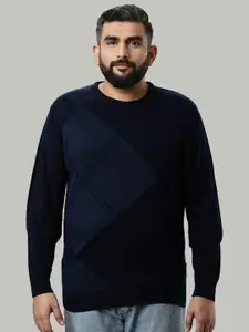 Indian Terrain Plus Size Self Designed Round Neck Acrylic Pullover