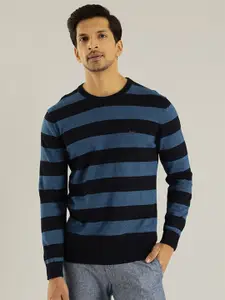 Indian Terrain Striped Pure Cotton Pullover Sweater