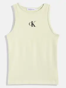 Calvin Klein Jeans Girls Brand Logo Printed Pure Cotton Sleeveless Tank T-shirt