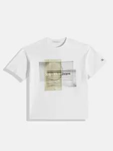 Calvin Klein Jeans Boys Printed Drop-Shoulder Sleeves Pure Cotton T-shirt