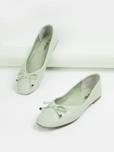 Ginger by Lifestyle Textured Bows Detail Ballerinas Flats