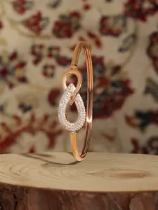 Zaveri Pearls Brass Cubic Zirconia Rose Gold-Plated Kada Bracelet