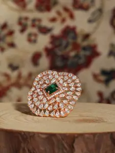 Zaveri Pearls Rose Gold-Plated CZ Studded Finger Ring