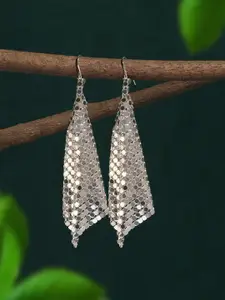 Zaveri Pearls Silver-Plated Drop Earrings