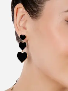 Zaveri Pearls Heart Shaped Gold-Plated Drop Earrings