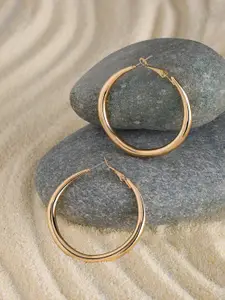 Zaveri Pearls Gold-Plated Circular Hoop Earrings