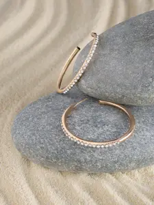 Zaveri Pearls Gold-Plated Circular Hoop Earrings