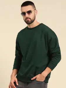 Mast & Harbour Green Drop Shoulder Oversized Pure Cotton Sweatshirt