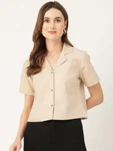 LABEL REGALIA Cuban Collar Linen Blend Casual Shirt