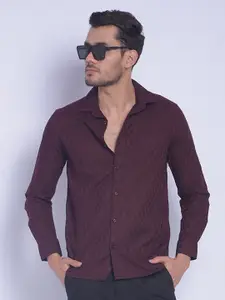 Crimsoune Club Smart Slim Fit Self Design Pure Cotton Casual Shirt