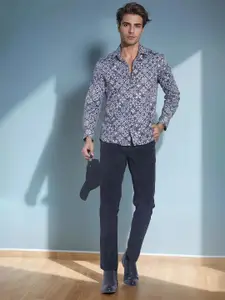 Crimsoune Club Smart Slim Fit Ethnic Motifs Printed Pure Cotton Casual Shirt
