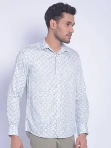 Crimsoune Club Smart Slim Fit Geometric Printed Pure Cotton Casual Shirt