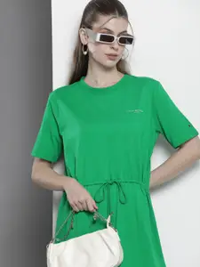 Tommy Hilfiger Solid Pure Cotton A-Line Dress With Tie-up Detail