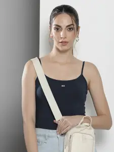 Tommy Hilfiger Solid Sleeveless Tank Crop Top