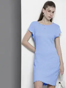 Tommy Hilfiger Self Design Smocked Sheath Dress