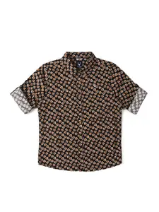 Allen Solly Junior Boy Slim Fit Floral Printed Roll-Up Sleeves Casual Shirt