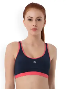 Amante Navy Blue Solid Non-Wired Padded Sports Bra