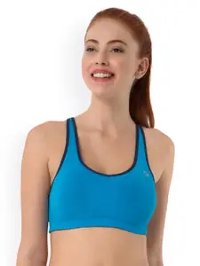 Amante Blue Solid Non-Wired Padded Sports Bra ABR17117