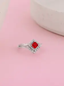 GIVA 925 Sterling Silver CZ-studded Adjustable Finger Ring