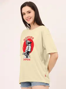 Leotude Graphic Printed Drop-Shoulder Sleeves Oversized T-shirt