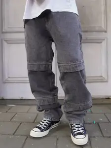 Powerlook Men Grey Baggy Fit Clean Look Light Fade Denim Jeans