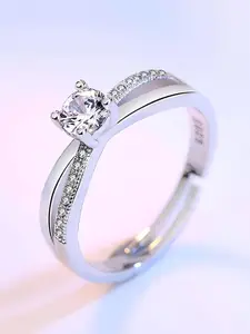 KARISHMA KREATIONS Silver-Plated CZ-Studded Adjustable Finger Rings