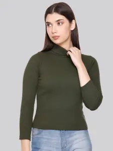 PLUSH PUSH THE FASHION High Neck Three-Quarter Sleeves Top