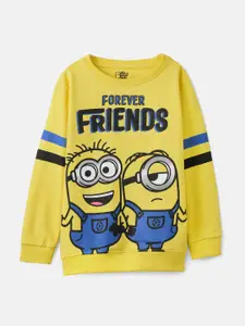 The Souled Store Infant Boys Yellow Minion Printed Long Sleeves Pullover