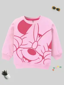 KUCHIPOO Girls Minnie Mouse Printed Fleece Pullover