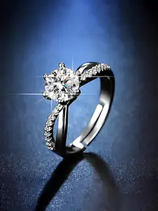 KARISHMA KREATIONS Silver-Plated CZ-Studded Adjustable Finger Rings