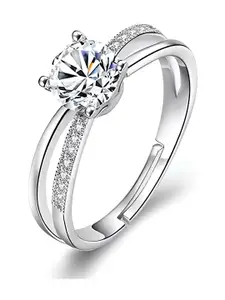 KARISHMA KREATIONS Silver-Plated CZ-Studded Adjustable Finger Rings