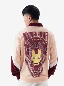 The Souled Store Peach Coloured Iron Man Printed Long Sleeves Pullover