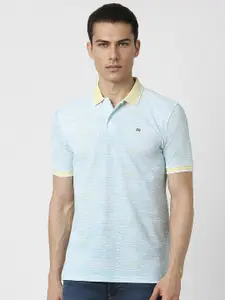Peter England Self Design Polo Collar Casual T-shirt