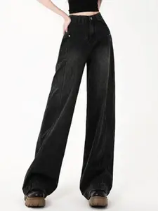 StyleCast Women Black Flared Clean Look Light Fade Jeans