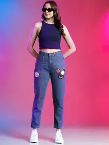 DressBerry Women Boyfriend Fit High-Rise Embellished Stretchable Jeans