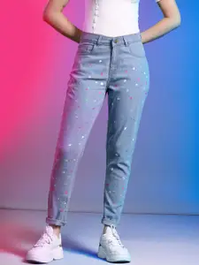 DressBerry Women High-Rise Printed Stretchable Mom Fit Jeans