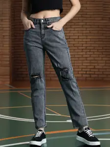 DressBerry Women Boyfriend Fit Mildly Distressed Light Fade Stretchable Jeans